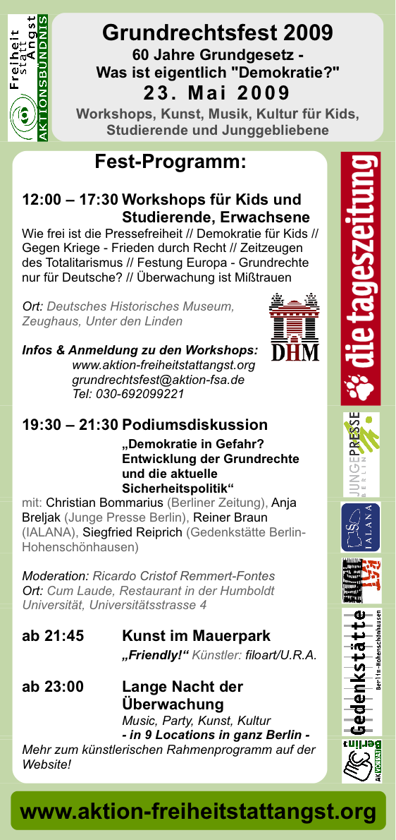 Grundrechtsfest 2009 - Flyer