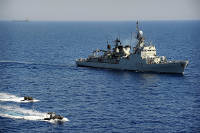(cc) wikimedia "US_Navy_100527-N-3136P-057_Two_rigid-hull_inflatable_boats_operated_by_the_Spanish_Navy_transfer_members_of_a_visit,_board,_search_and_seizure_team_to_the_Military_Sealift_Command.jpg"